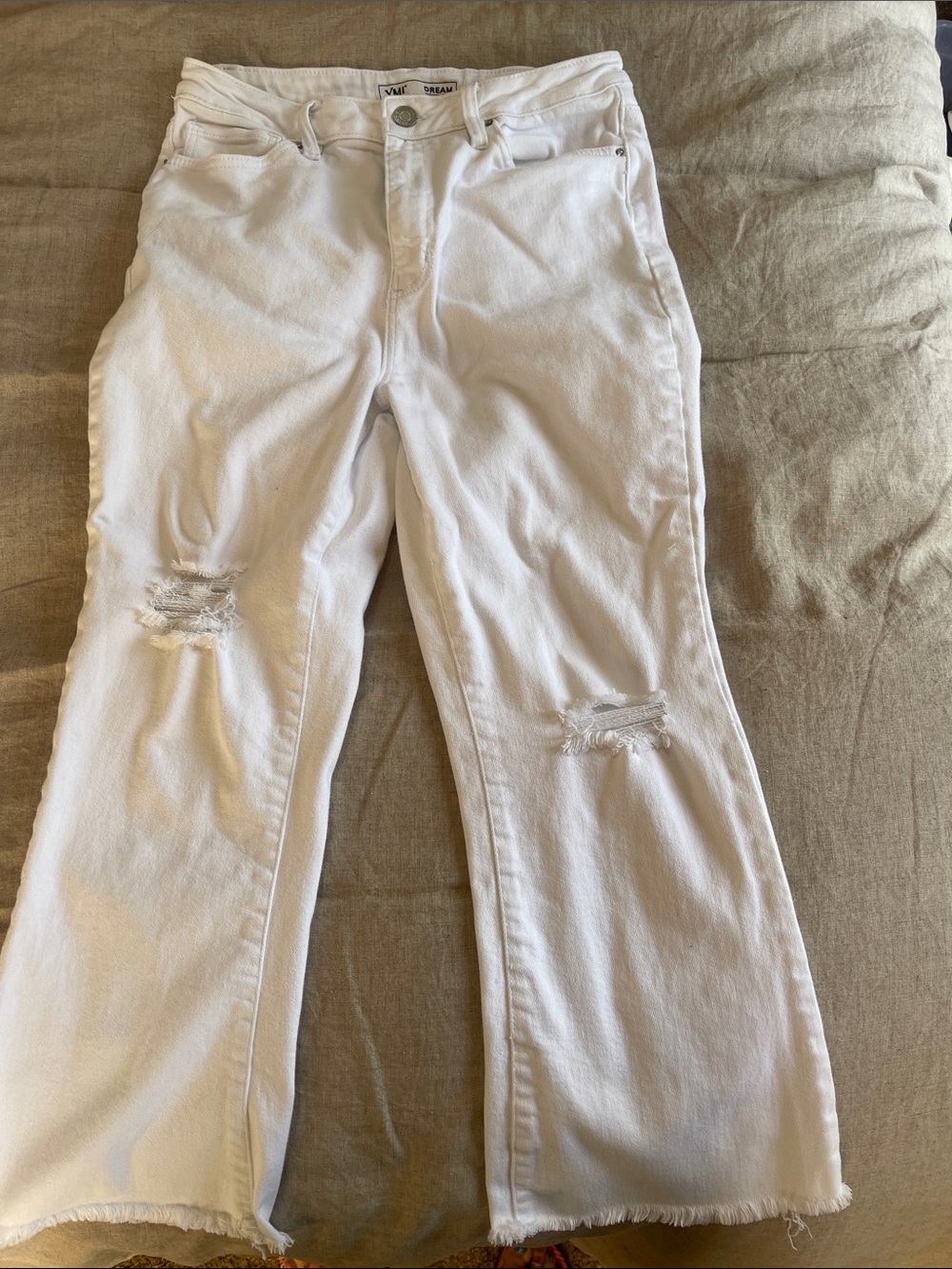 YMI White Distressed Flare Jeans